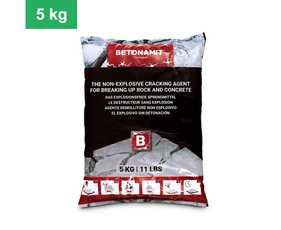 BETONAMIT® 5 kg vreča – Neeksplozivno raztezno sredstvo, idealno za varno in učinkovito rušenje skal, betona in armiranega betona. Popolna izbira za manjše projekte 1